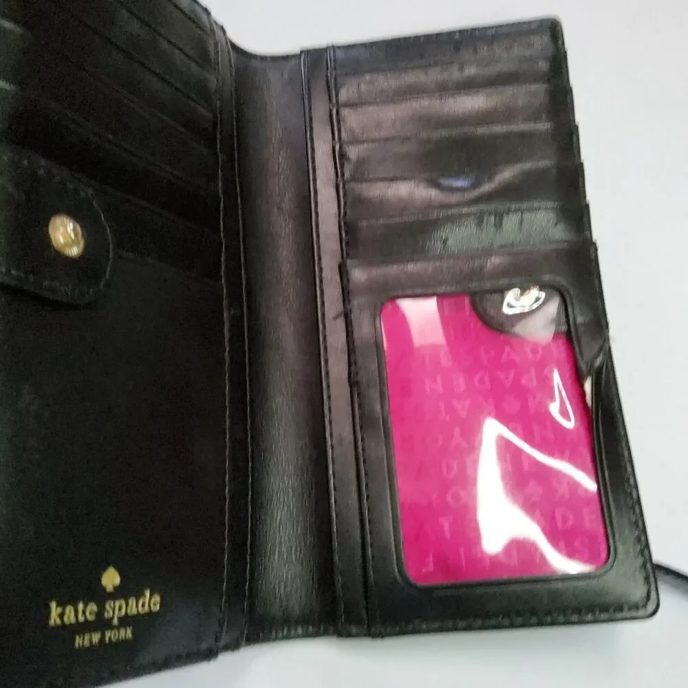 Kate Spade NY Striped Patent Bifold Snap Wallet